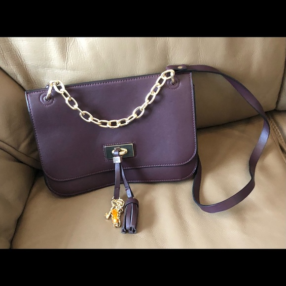 Zara, Deep Grape Crossbody Bag With Gold Accents, EUC - Picture 15 of 16